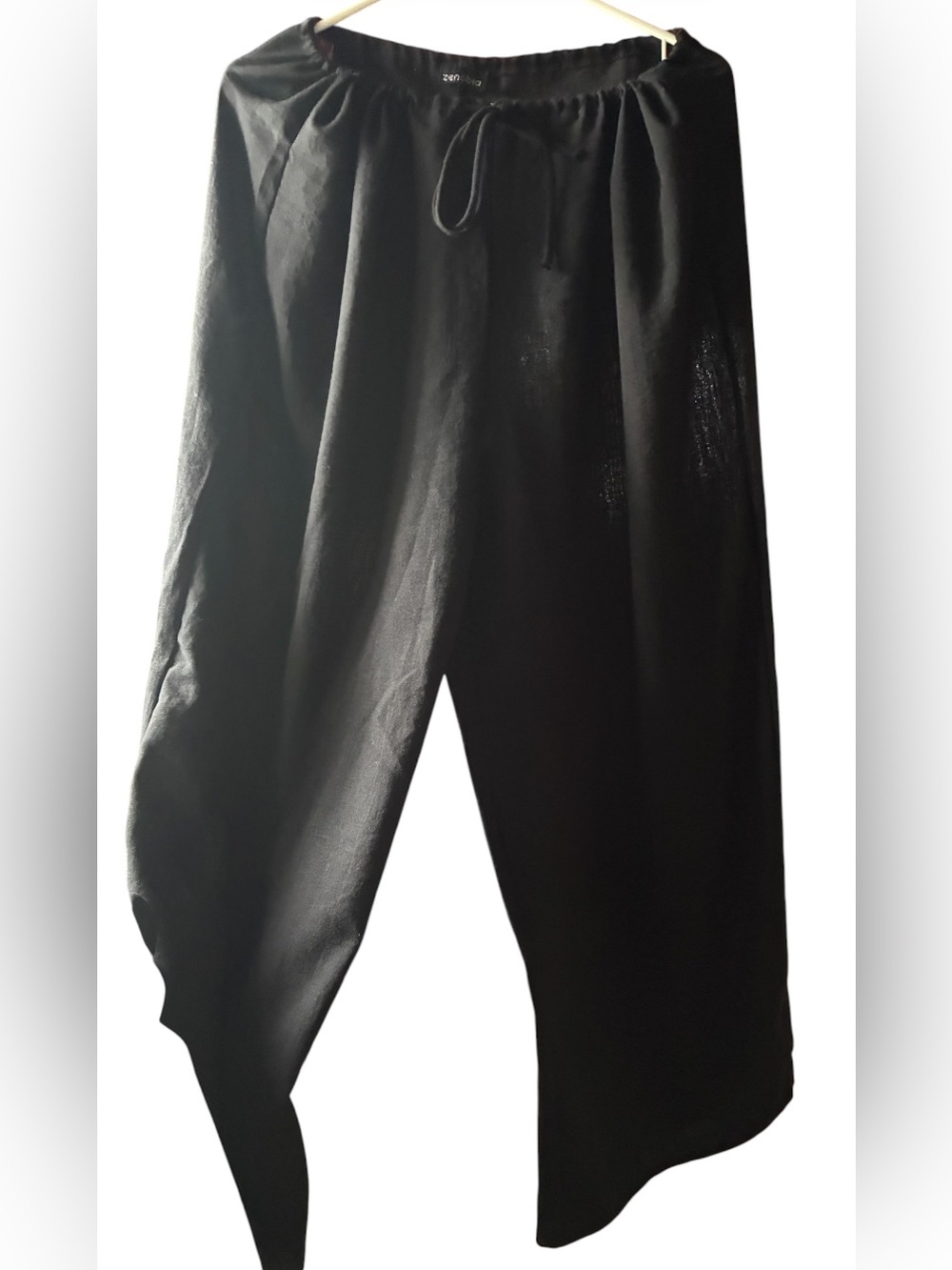 Zenobia Black Pull-On Drawstring Relaxed Wide Leg Trousers Pants Size Large - Picture 2 of 4